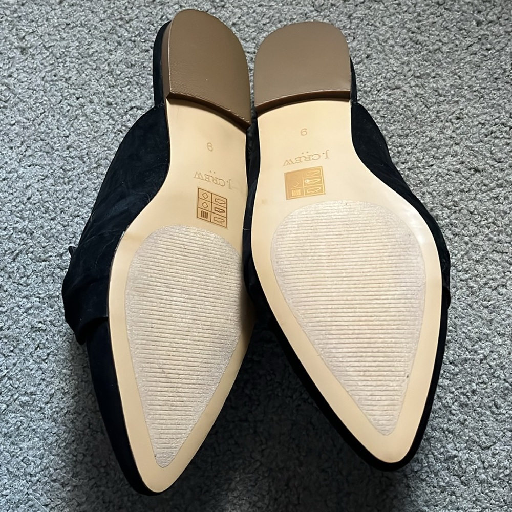 NWOT J. Crew black suede with braid detailing mule flats, size 9, never worn - Picture 4 of 4